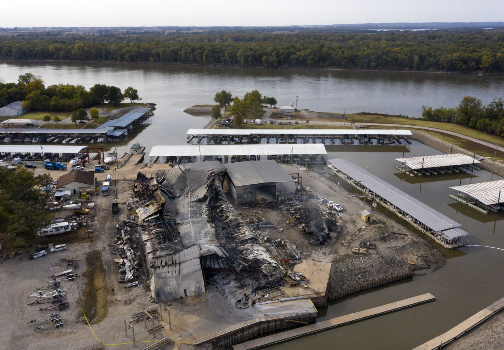 Woodland Marina boat storage destoryed by fire